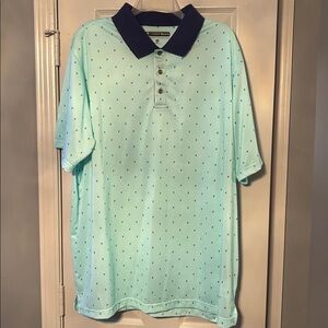 Pebble Beach Dry-luxe Light Green short sleeve golf shirt with golf ball pattern